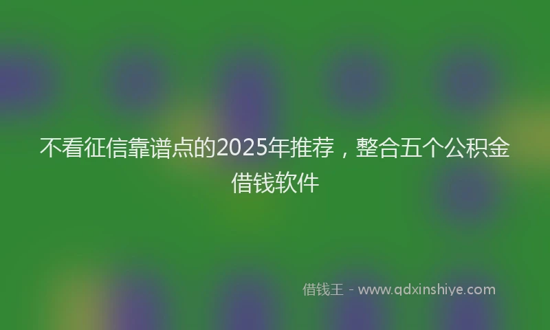 不看征信靠谱点的2025年推荐，整合五个公积金借钱软件