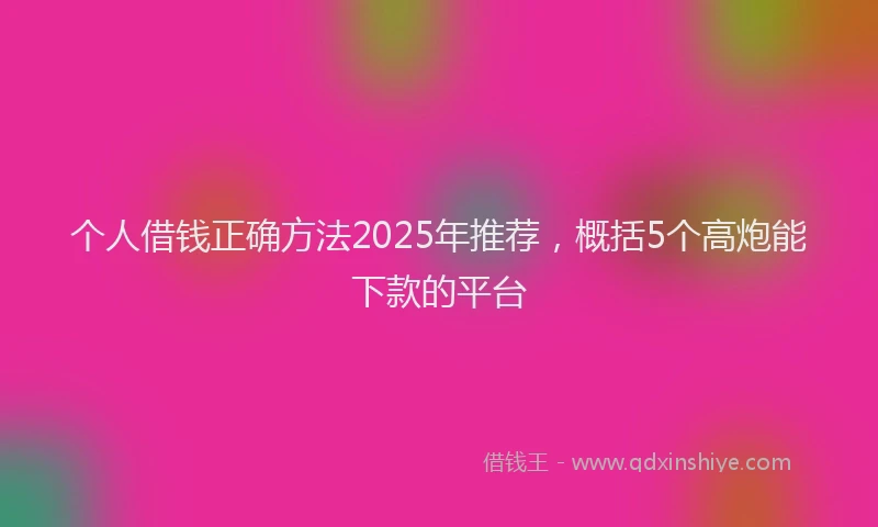 个人借钱正确方法2025年推荐，概括5个高炮能下款的平台