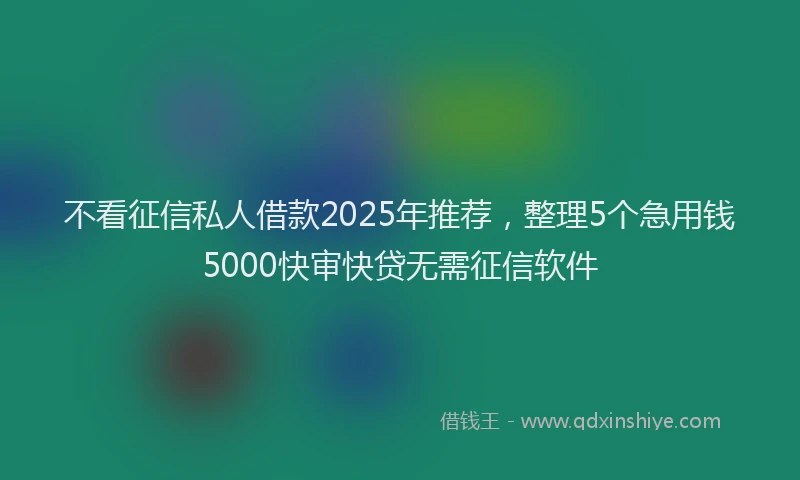 不看征信私人借款2025年推荐，整理5个急用钱5000快审快贷无需征信软件