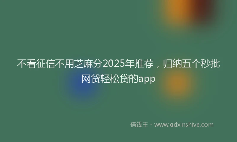 不看征信不用芝麻分2025年推荐，归纳五个秒批网贷轻松贷的app