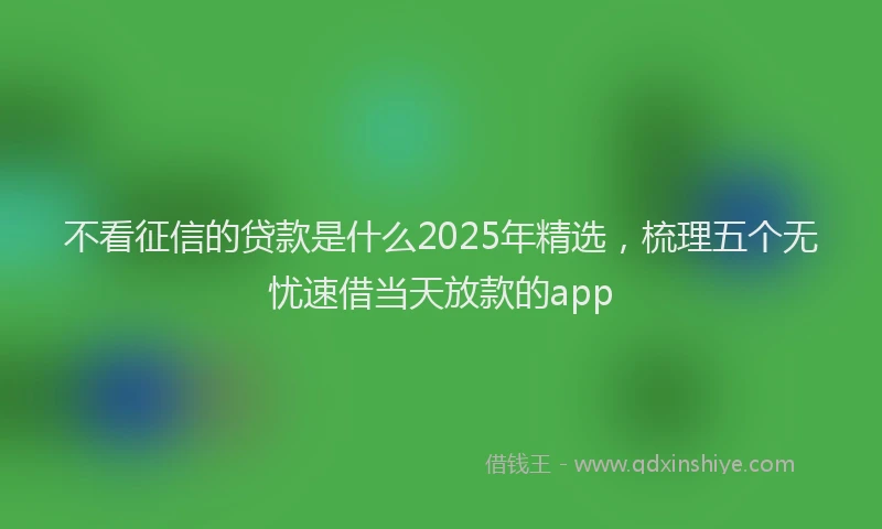 不看征信的贷款是什么2025年精选，梳理五个无忧速借当天放款的app
