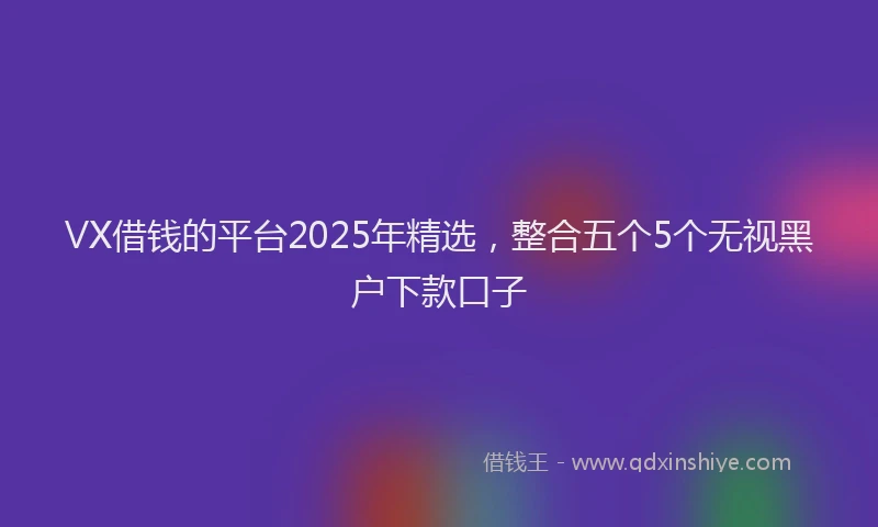 VX借钱的平台2025年精选，整合五个5个无视黑户下款口子