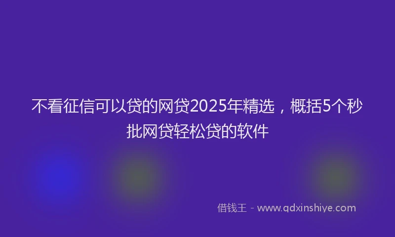 不看征信可以贷的网贷2025年精选，概括5个秒批网贷轻松贷的软件