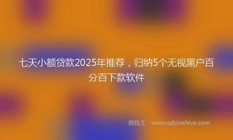 七天小额贷款2025年推荐，归纳5个无视黑户百分百下款软件