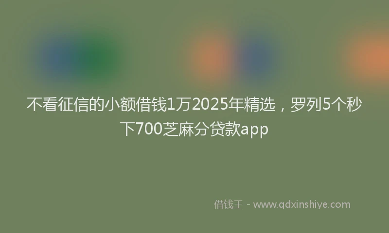 不看征信的小额借钱1万2025年精选，罗列5个秒下700芝麻分贷款app
