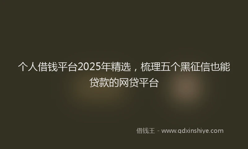 个人借钱平台2025年精选，梳理五个黑征信也能贷款的网贷平台