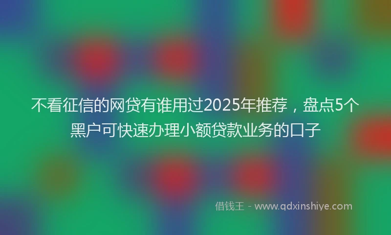 不看征信的网贷有谁用过2025年推荐，盘点5个黑户可快速办理小额贷款业务的口子