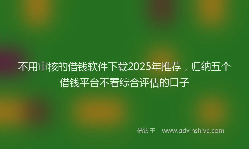 不用审核的借钱软件下载2025年推荐，归纳五个借钱平台不看综合评估的口子