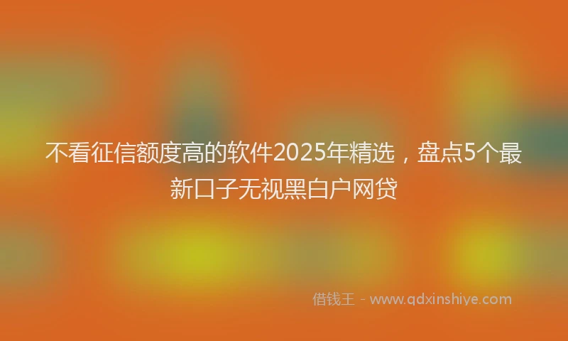 不看征信额度高的软件2025年精选，盘点5个最新口子无视黑白户网贷