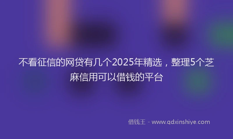 不看征信的网贷有几个2025年精选，整理5个芝麻信用可以借钱的平台