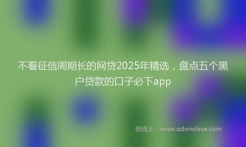 不看征信周期长的网贷2025年精选，盘点五个黑户贷款的口子必下app