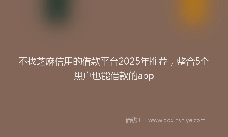 不找芝麻信用的借款平台2025年推荐，整合5个黑户也能借款的app