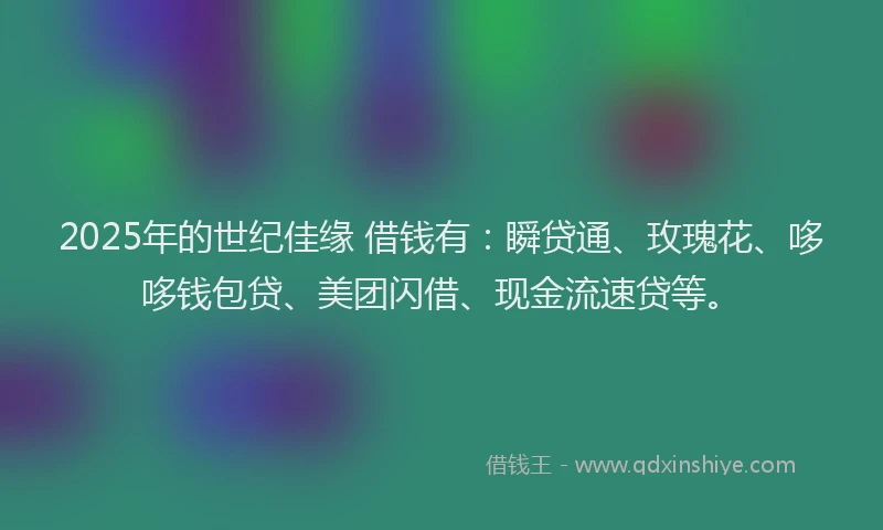 2025年的世纪佳缘 借钱有：瞬贷通、玫瑰花、哆哆钱包贷、美团闪借、现金流速贷等。