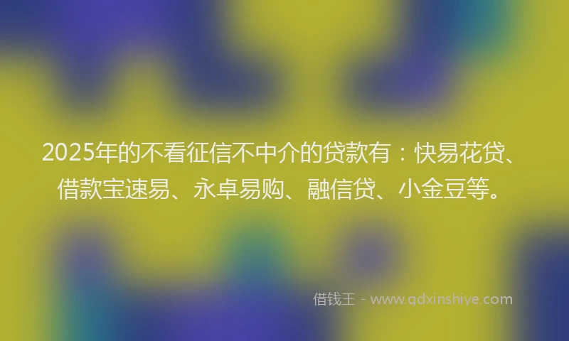 2025年的不看征信不中介的贷款有：快易花贷、借款宝速易、永卓易购、融信贷、小金豆等。