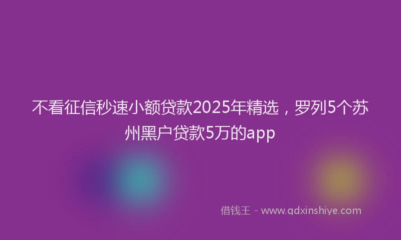 不看征信秒速小额贷款2025年精选，罗列5个苏州黑户贷款5万的app