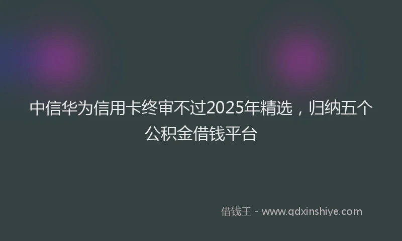 中信华为信用卡终审不过2025年精选，归纳五个公积金借钱平台