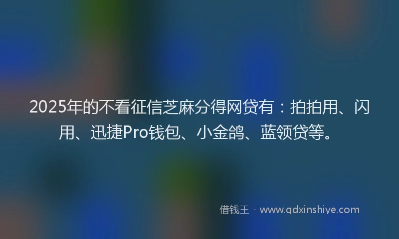 2025年的不看征信芝麻分得网贷有：拍拍用、闪用、迅捷Pro钱包、小金鸽、蓝领贷等。