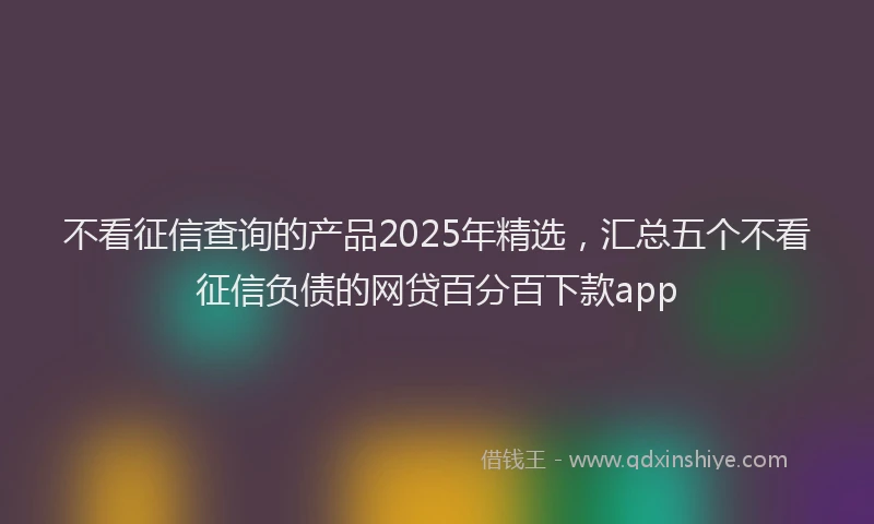不看征信查询的产品2025年精选，汇总五个不看征信负债的网贷百分百下款app