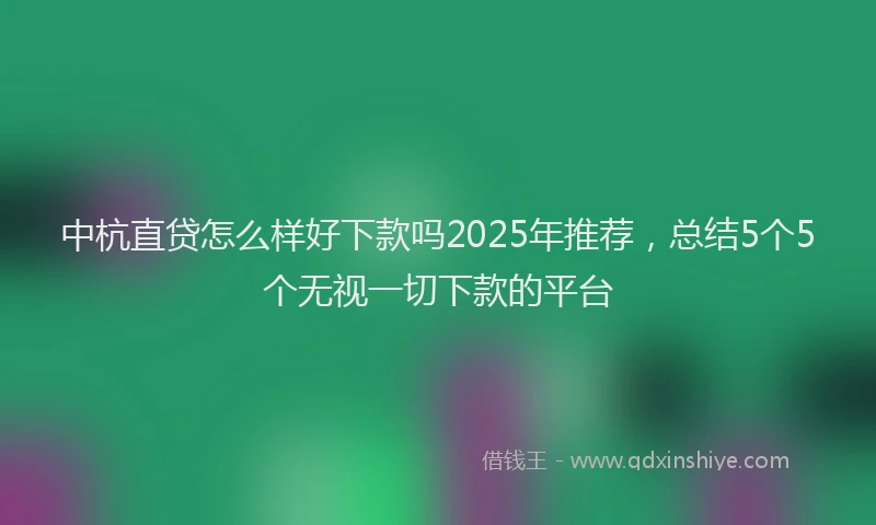 中杭直贷怎么样好下款吗2025年推荐，总结5个5个无视一切下款的平台
