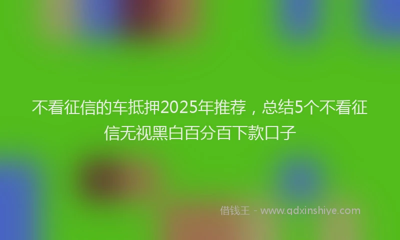 不看征信的车抵押2025年推荐，总结5个不看征信无视黑白百分百下款口子