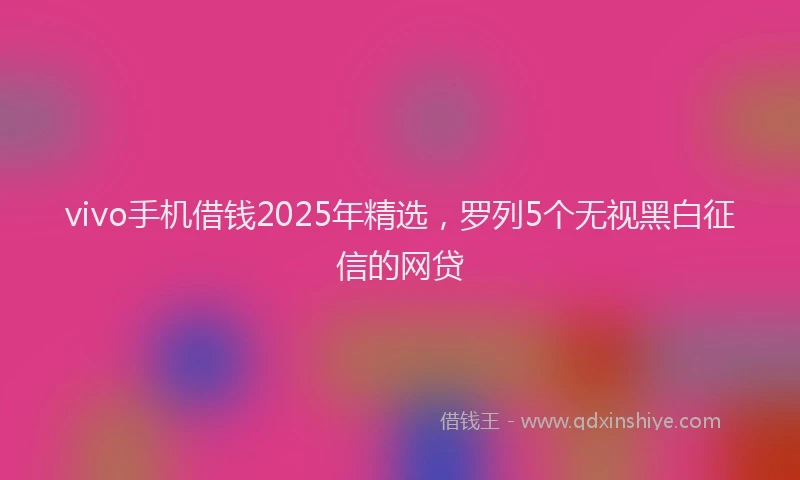 vivo手机借钱2025年精选,罗列5个无视黑白征信的网贷