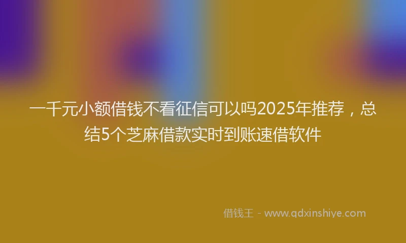 一千元小额借钱不看征信可以吗2025年推荐，总结5个芝麻借款实时到账速借软件