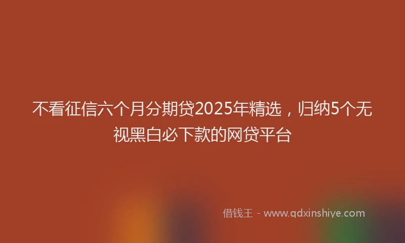 不看征信六个月分期贷2025年精选，归纳5个无视黑白必下款的网贷平台