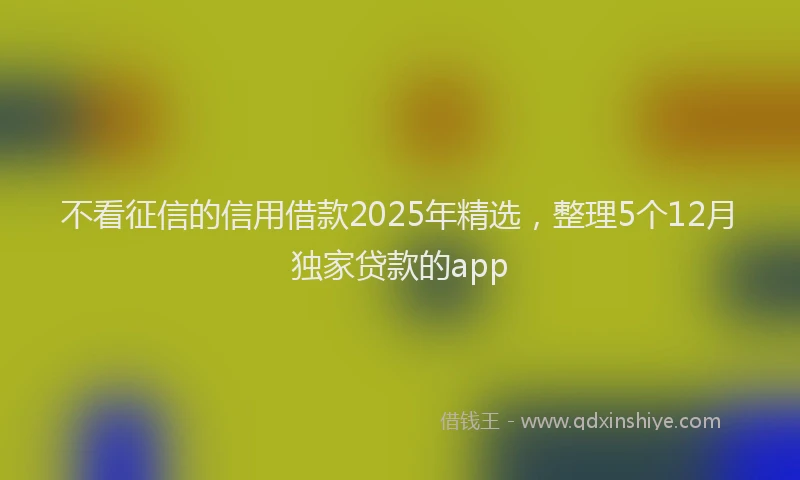 不看征信的信用借款2025年精选，整理5个12月独家贷款的app
