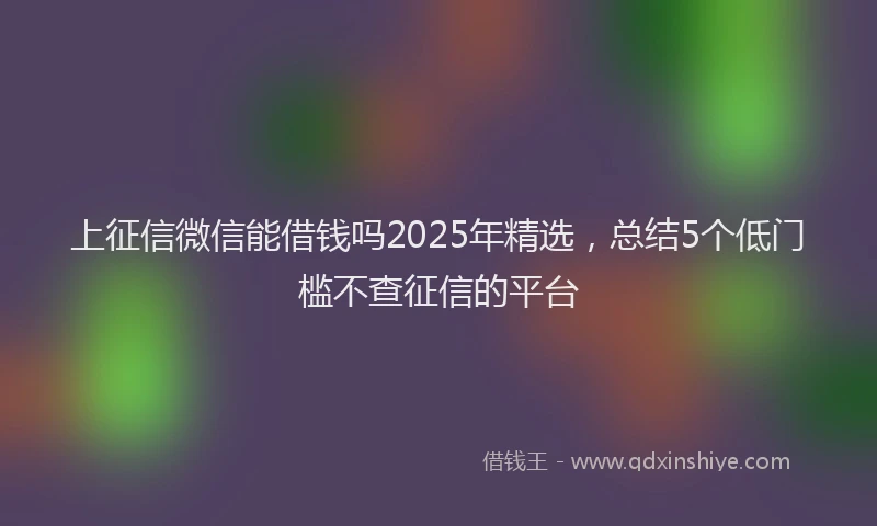 上征信微信能借钱吗2025年精选，总结5个低门槛不查征信的平台