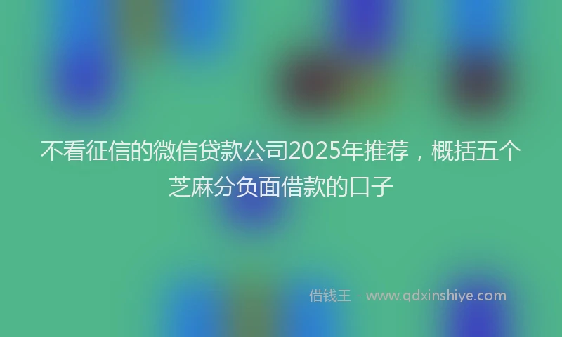 不看征信的微信贷款公司2025年推荐，概括五个芝麻分负面借款的口子