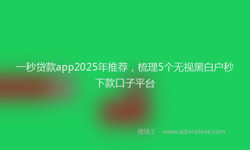 一秒贷款app2025年推荐，梳理5个无视黑白户秒下款口子平台
