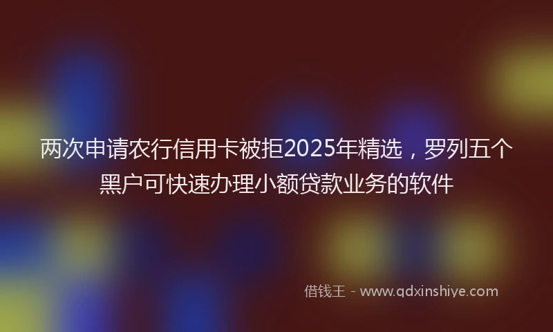 两次申请农行信用卡被拒2025年精选，罗列五个黑户可快速办理小额贷款业务的软件
