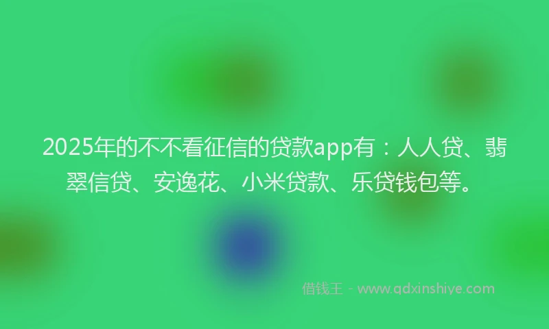 2025年的不不看征信的贷款app有：人人贷、翡翠信贷、安逸花、小米贷款、乐贷钱包等。