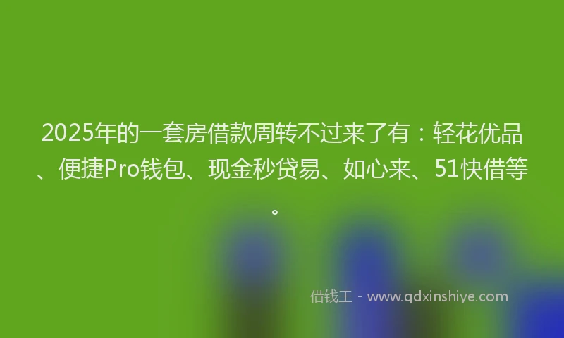 2025年的一套房借款周转不过来了有：轻花优品、便捷Pro钱包、现金秒贷易、如心来、51快借等。