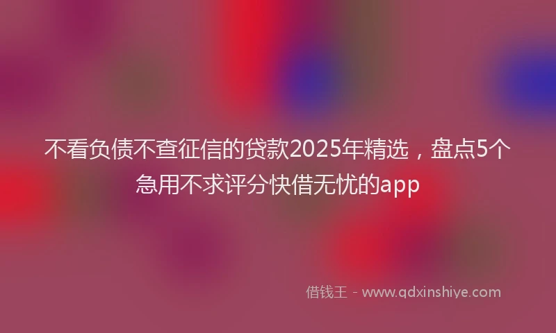 不看负债不查征信的贷款2025年精选，盘点5个急用不求评分快借无忧的app