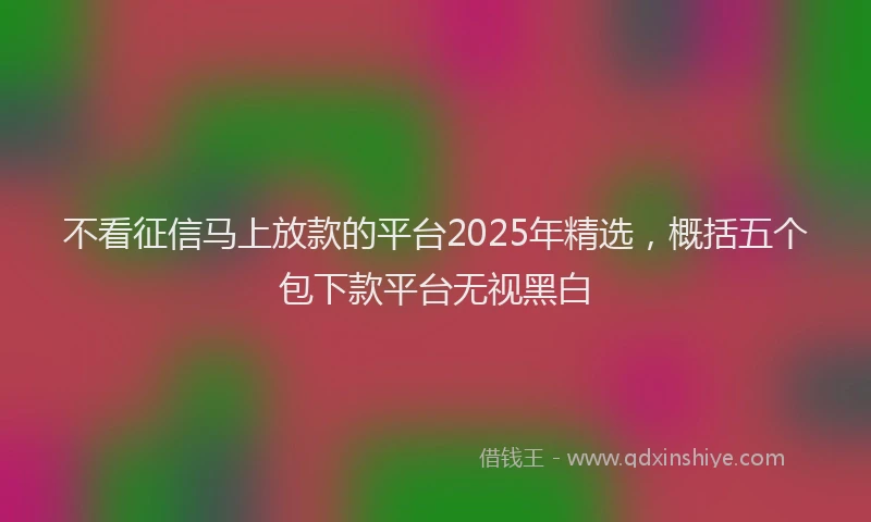 不看征信马上放款的平台2025年精选，概括五个包下款平台无视黑白