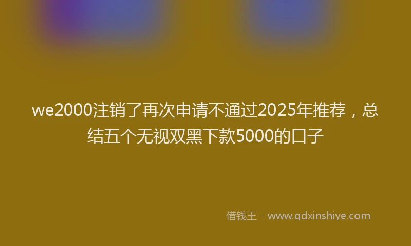 we2000注销了再次申请不通过2025年推荐，总结五个无视双黑下款5000的口子