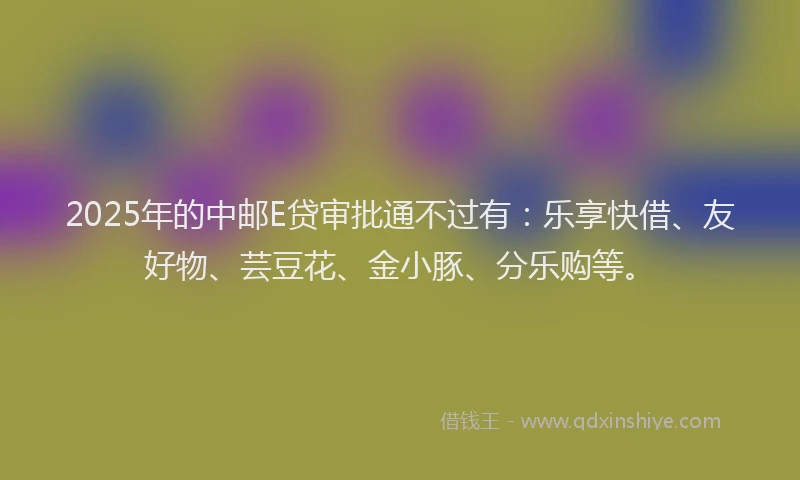 2025年的中邮E贷审批通不过有：乐享快借、友好物、芸豆花、金小豚、分乐购等。