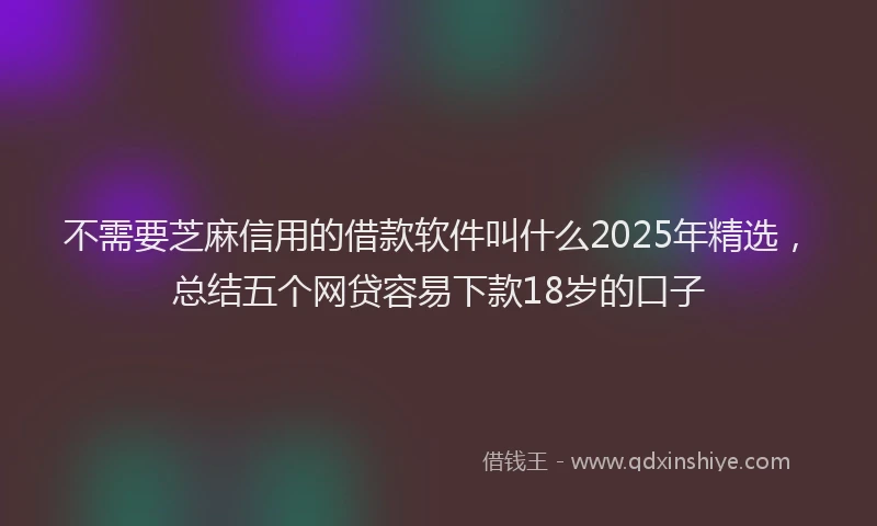 不需要芝麻信用的借款软件叫什么2025年精选，总结五个网贷容易下款18岁的口子