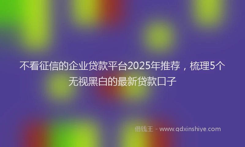 不看征信的企业贷款平台2025年推荐，梳理5个无视黑白的最新贷款口子