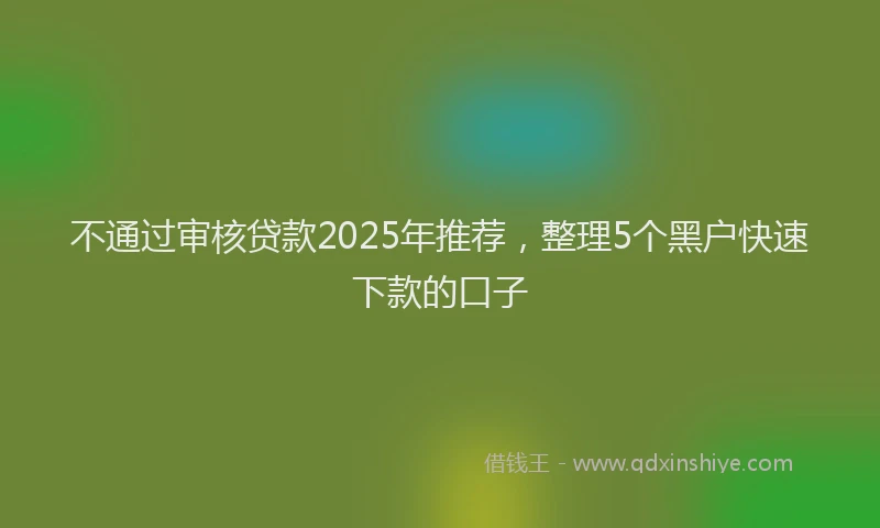 不通过审核贷款2025年推荐，整理5个黑户快速下款的口子