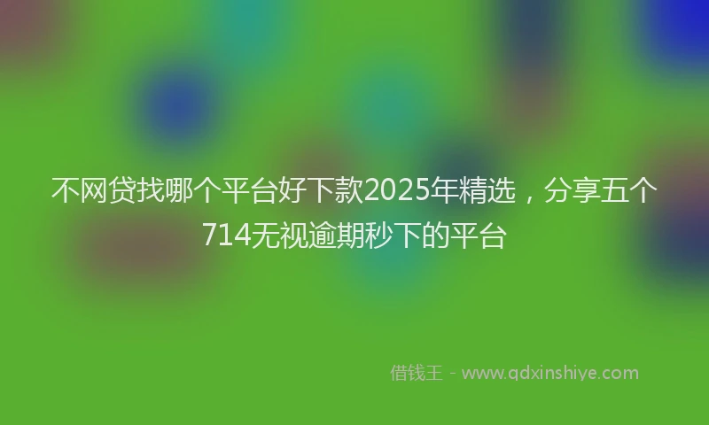 不网贷找哪个平台好下款2025年精选，分享五个714无视逾期秒下的平台