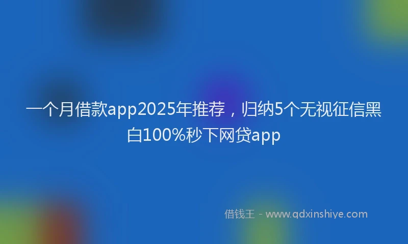 一个月借款app2025年推荐，归纳5个无视征信黑白100%秒下网贷app