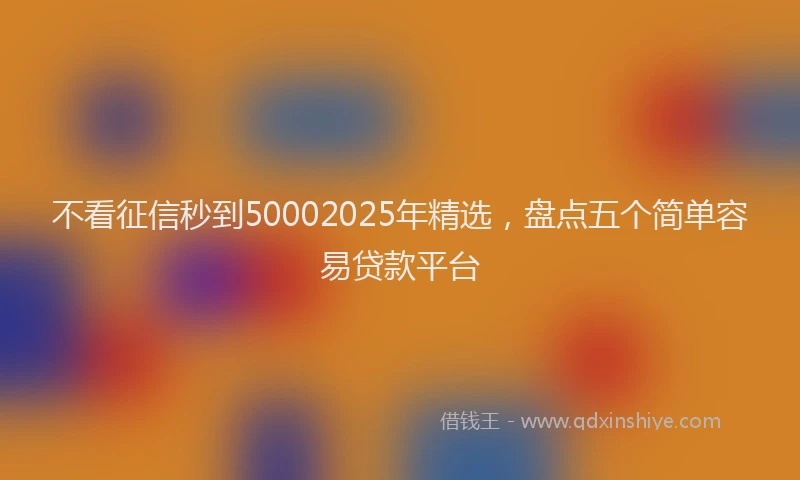 不看征信秒到50002025年精选，盘点五个简单容易贷款平台