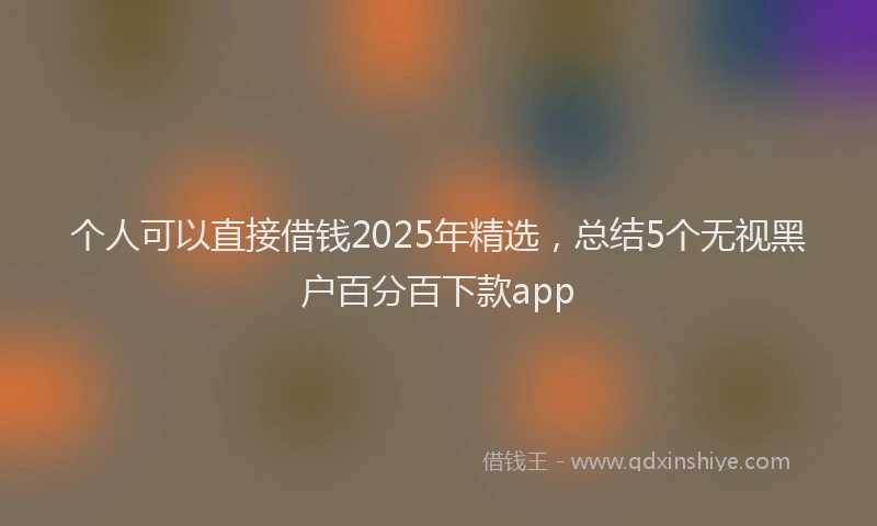 个人可以直接借钱2025年精选,总结5个无视黑户百分百下款app