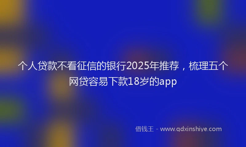 个人贷款不看征信的银行2025年推荐，梳理五个网贷容易下款18岁的app