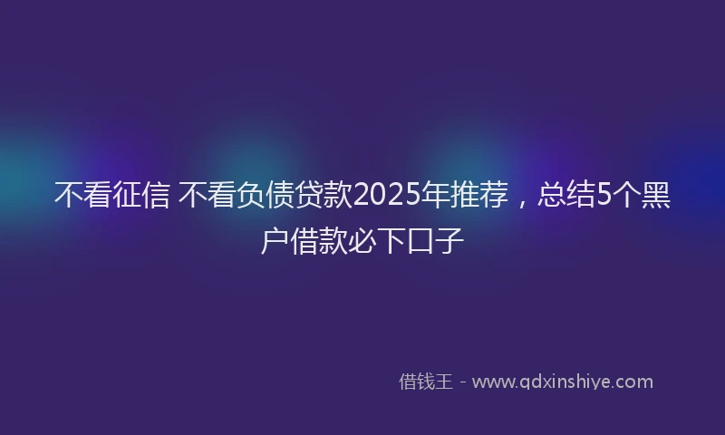 不看征信 不看负债贷款2025年推荐，总结5个黑户借款必下口子