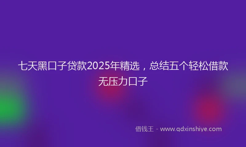 七天黑口子贷款2025年精选，总结五个轻松借款无压力口子