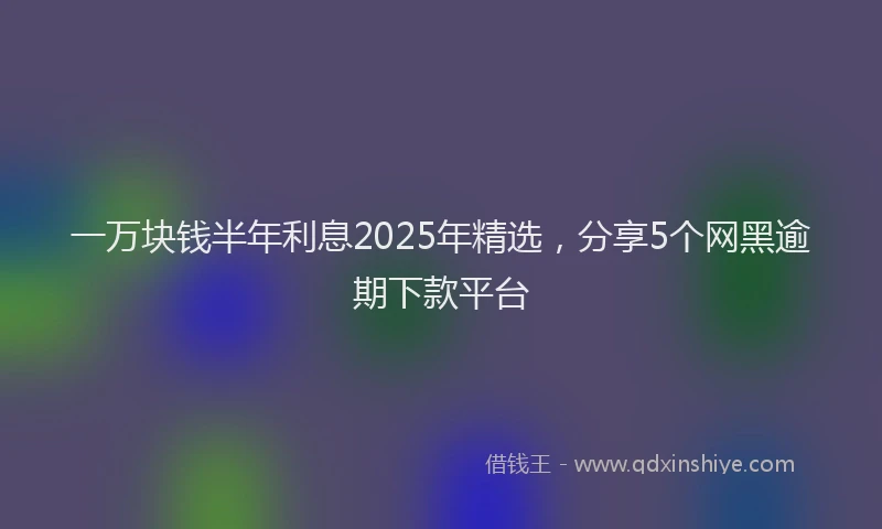一万块钱半年利息2025年精选，分享5个网黑逾期下款平台