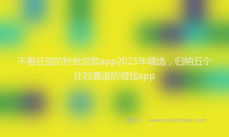 不看征信的秒批贷款app2025年精选，归纳五个比较靠谱的借钱app